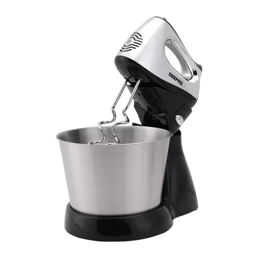 The Geepas GHM5461 stand mixer features a 200W motor, a 2.5L stainless steel bowl, and five speed settings, making it ideal for effortless mixing and beating.