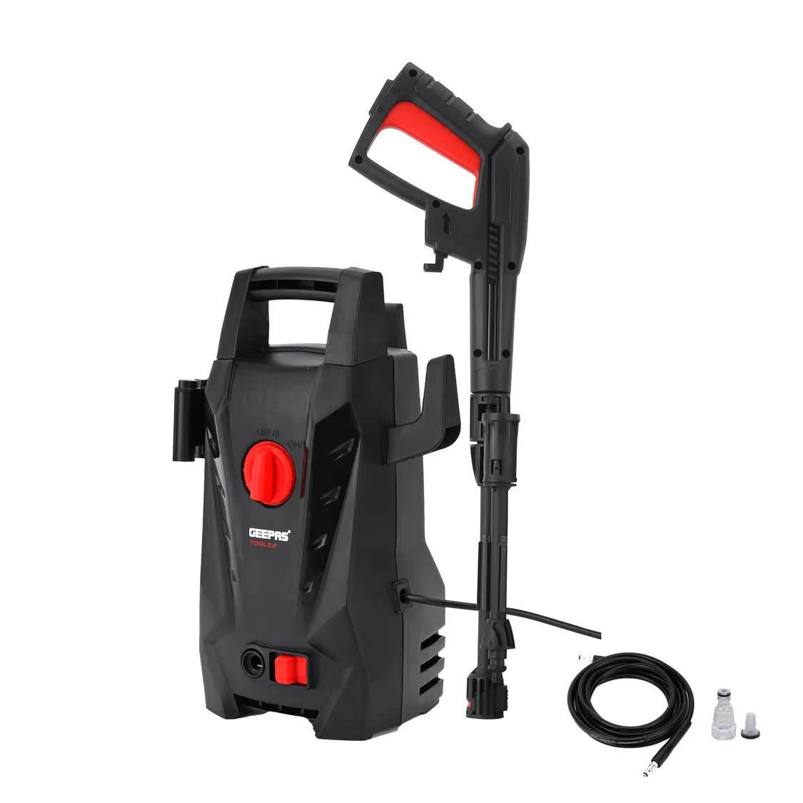 Geepas Toolz GPW1411EL- 240 High Pressure Washer 110BAR Compact Power Washer with 1400W Motor Ideal for Car, Bike & Outdoor drawing Durable figure Energy Effective