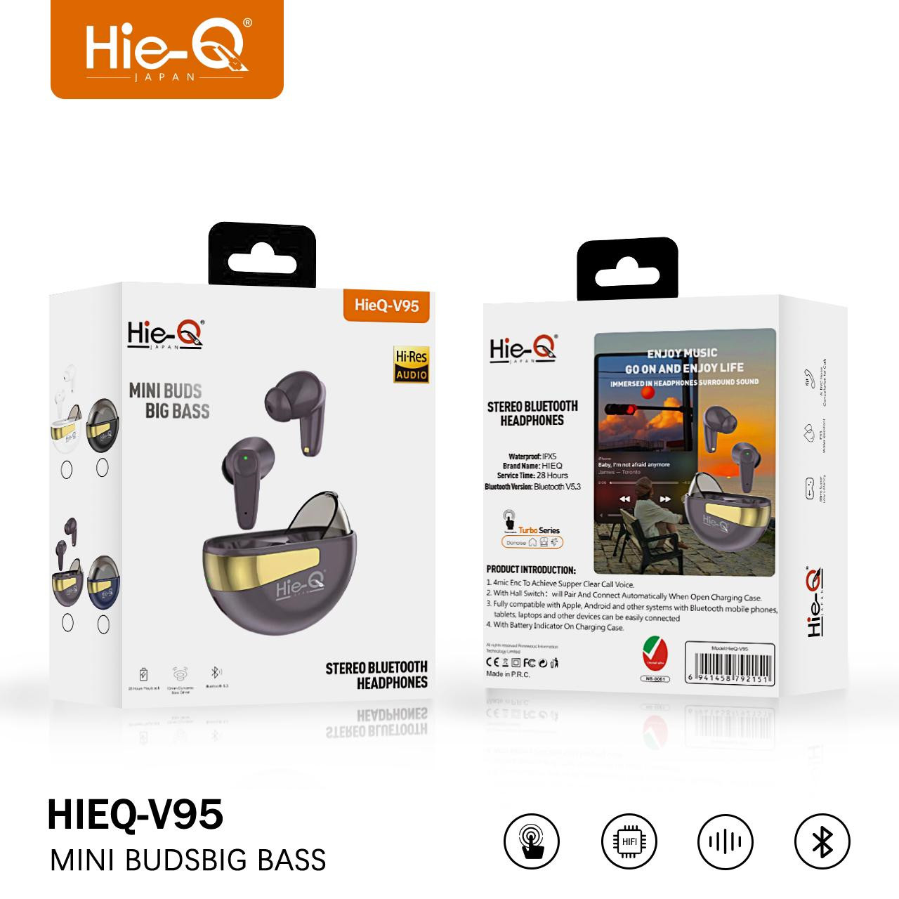 HIE- Q V95 Wireless Earbuds 40 Hours Playtime ENC Noise Reduction Bluetooth 5.3