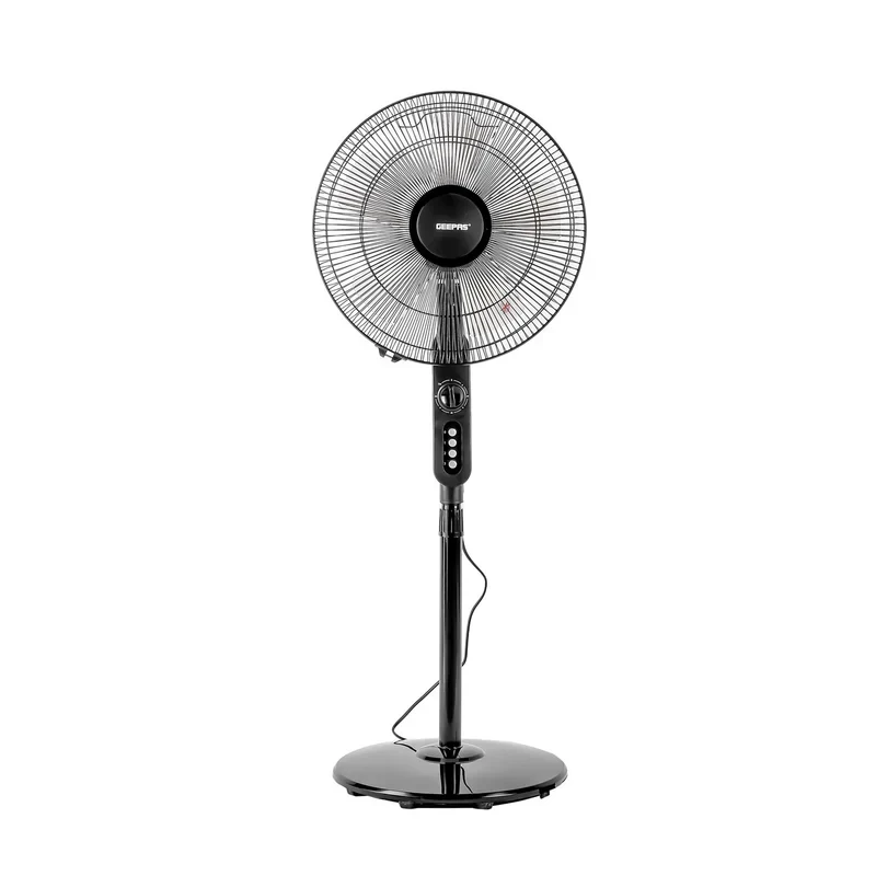Geepas GF9488 16 Inch Stand Fan Features a Powerful Copper Motor, Comes with 3 Speed Settings, Adjustable Height, Oscillation Function, and Operates Quietly.