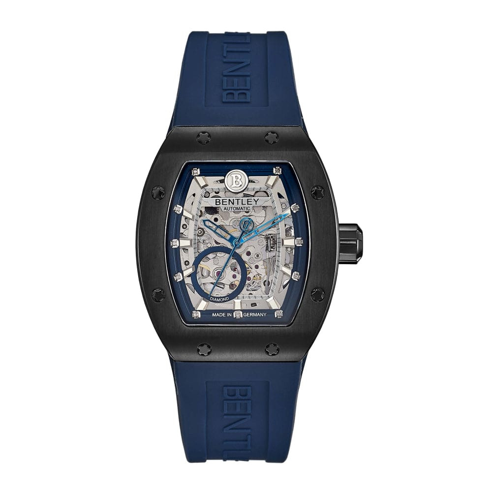 Bentley Men’s Blue Dial Automatic Watch – Luxury Stainless Steel Timepiece