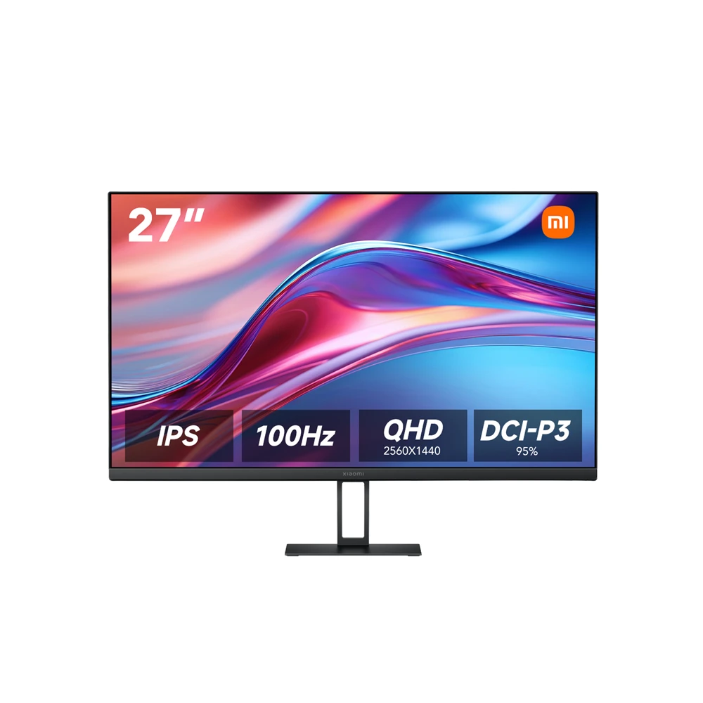 Xiaomi Monitor A27Qi – 27 inch 2.5K QHD screen with 100Hz refresh rate, 99% sRGB color coverage, ultra-thin metal frame, and eye-care technology.
