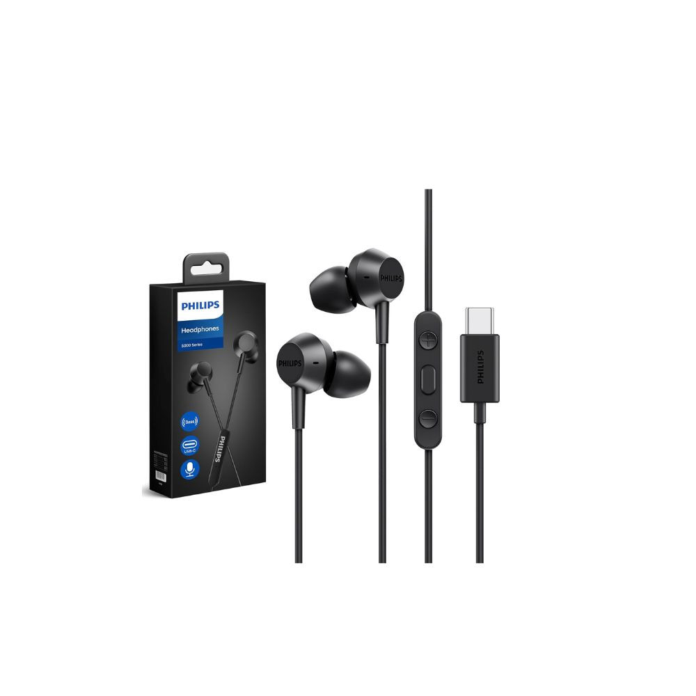 Wired In-Ear Type-C Earphones with Microphone – Noise Isolating, Call Button, Optimal Fit, 1.2M Cable Black