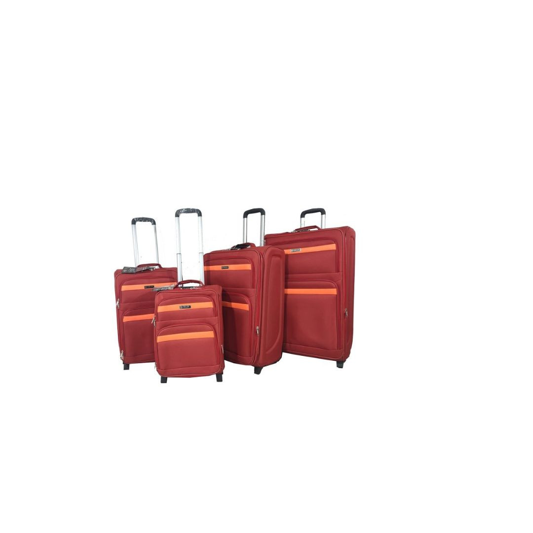 STARLIFE Fabric Jacquard Trolley Luggage for Travel 4 PCS Set 20″24″28″32″, SL-T58 Red