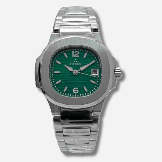 Fitron Quartz Green Dial Ladies Watch – Elegant Stainless Steel Analog Timepiece