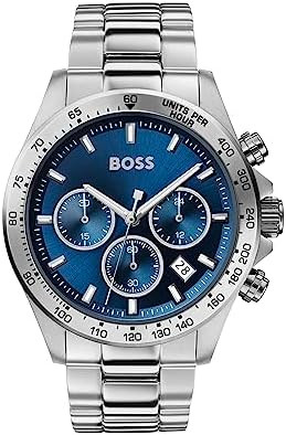 Hugo Boss Hero Chronograph Blue Dial Men’s Watch -Luxury Stainless Steel Timepiece
