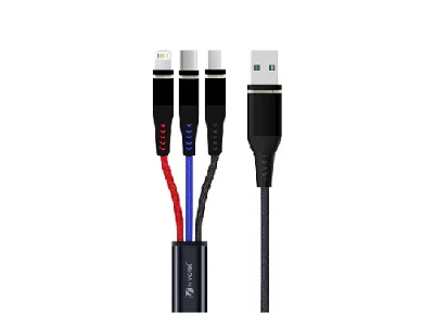 Nyork Lightning Micro Type-C 3 In 1 Nylon Braided Usb Nyu-430