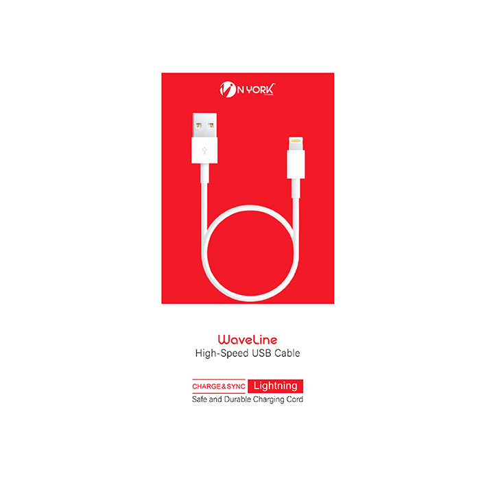 Nyork NYU-408 Waveline Lightning USB Cable | Fast Charging & Data Sync Cable for iPhone & iPad