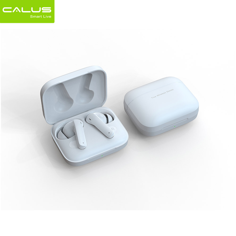 CALUS X20 Pro True Wireless Earbuds with Bluetooth 5.2, touch control features, deep bass stereo sound, long battery life, Type-C charging, and compatibility with both Android and iOS devices.