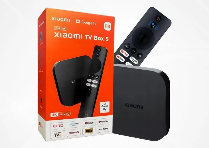 Xiaomi Mi Box S Second Generation – 4K Ultra HD streaming media player with Google TV, Google Assistant support, dual-band Wi-Fi, and comes in black.