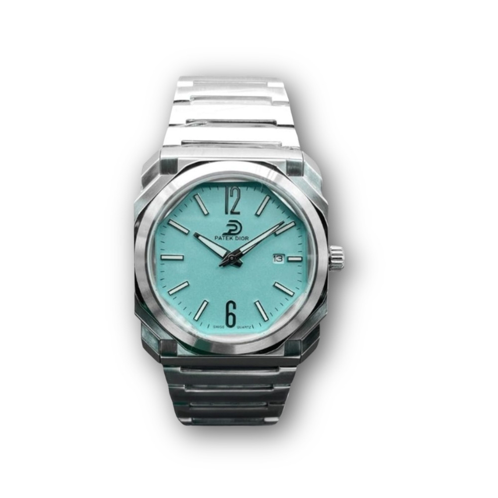 Patek Dior Watch with Turquoise Dial – Luxury Swiss Movement Stainless Steel Timepiece