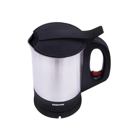 Geepas GK165 stainless steel electric kettle with 1.8 liters large capacity, quick boiling time, strong and durable body, built-in automatic shut-off safety feature, and user-friendly design.