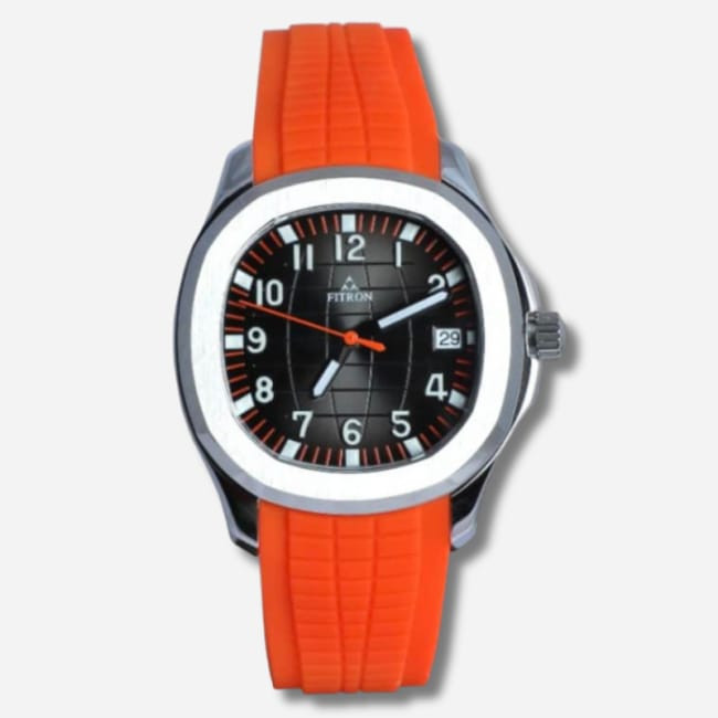 Fitron Men’s Quartz Watch with Orange Rubber Swatch – swish Sport Analog Timepiece