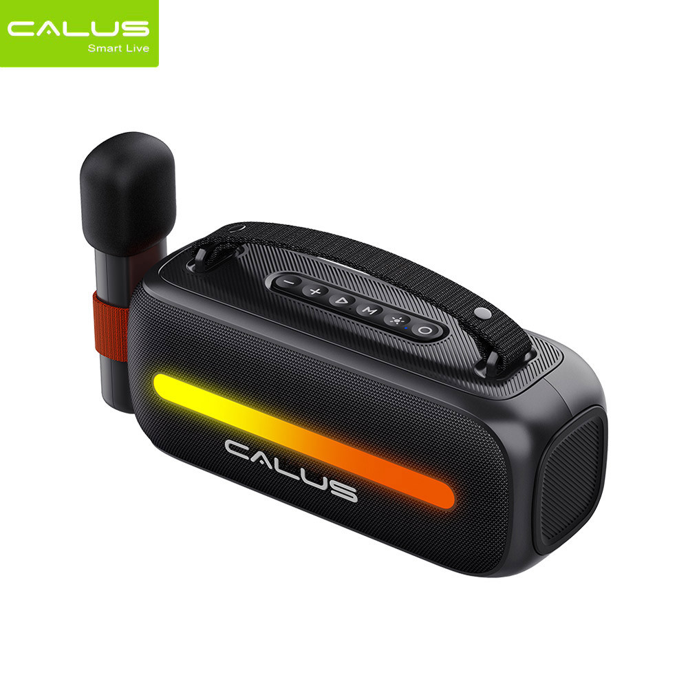 CALUS Party Box1 Speaker – A powerful portable Bluetooth speaker for parties, featuring LED lights and support for a karaoke microphone.