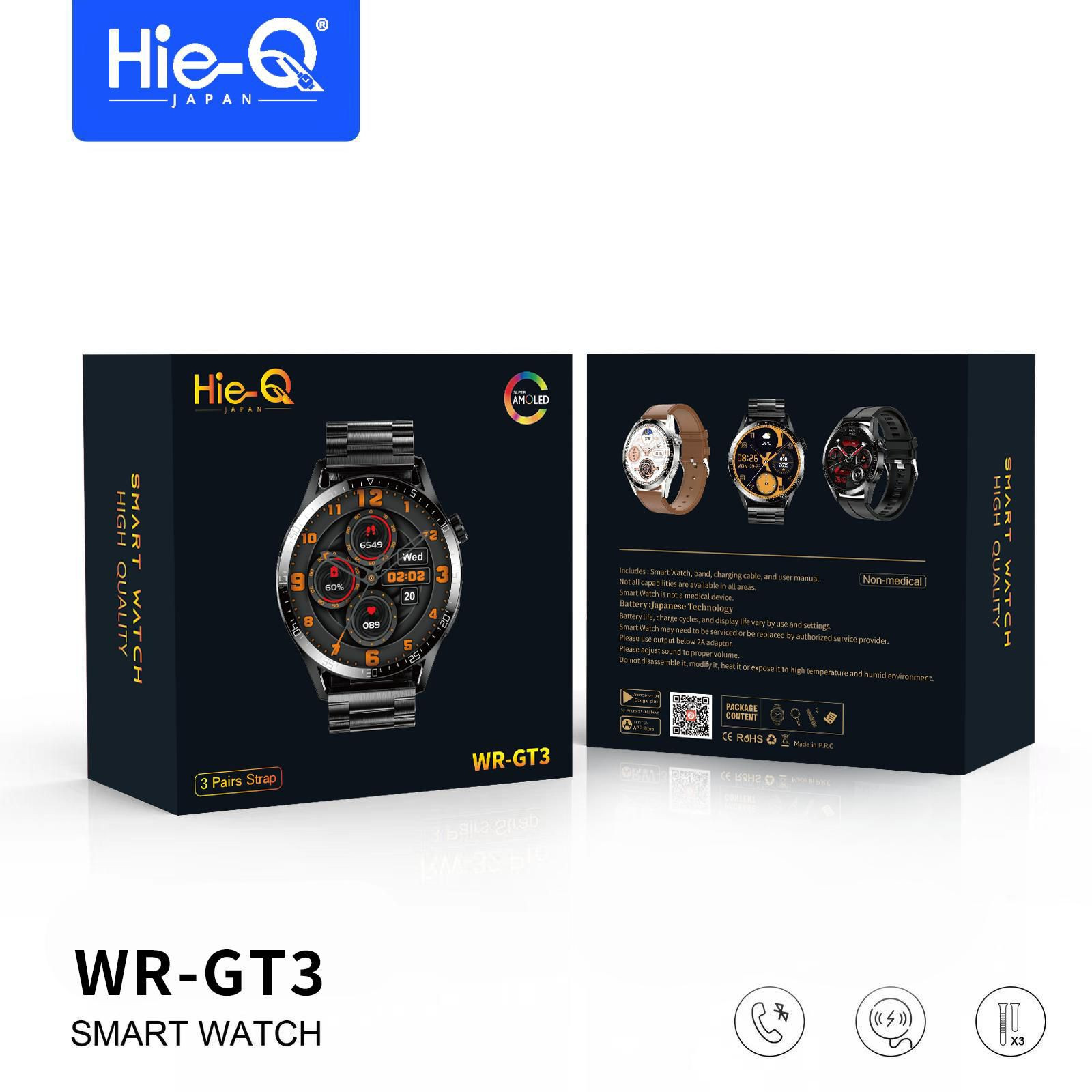 HIE- Q WR- GT3 Smart Watch| Super AMOLED Display| Bluetooth Calling| Heart Monitoring| Sports Modes| Weather Function