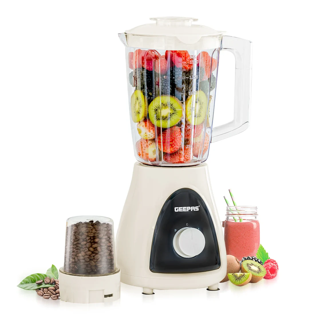 Geepas 2-in-1 Blender GSB5485 has a strong 500W motor. It comes with stainless steel blades. There are two speed settings and a pulse function. It has overheat protection. You can use it to crush ice,