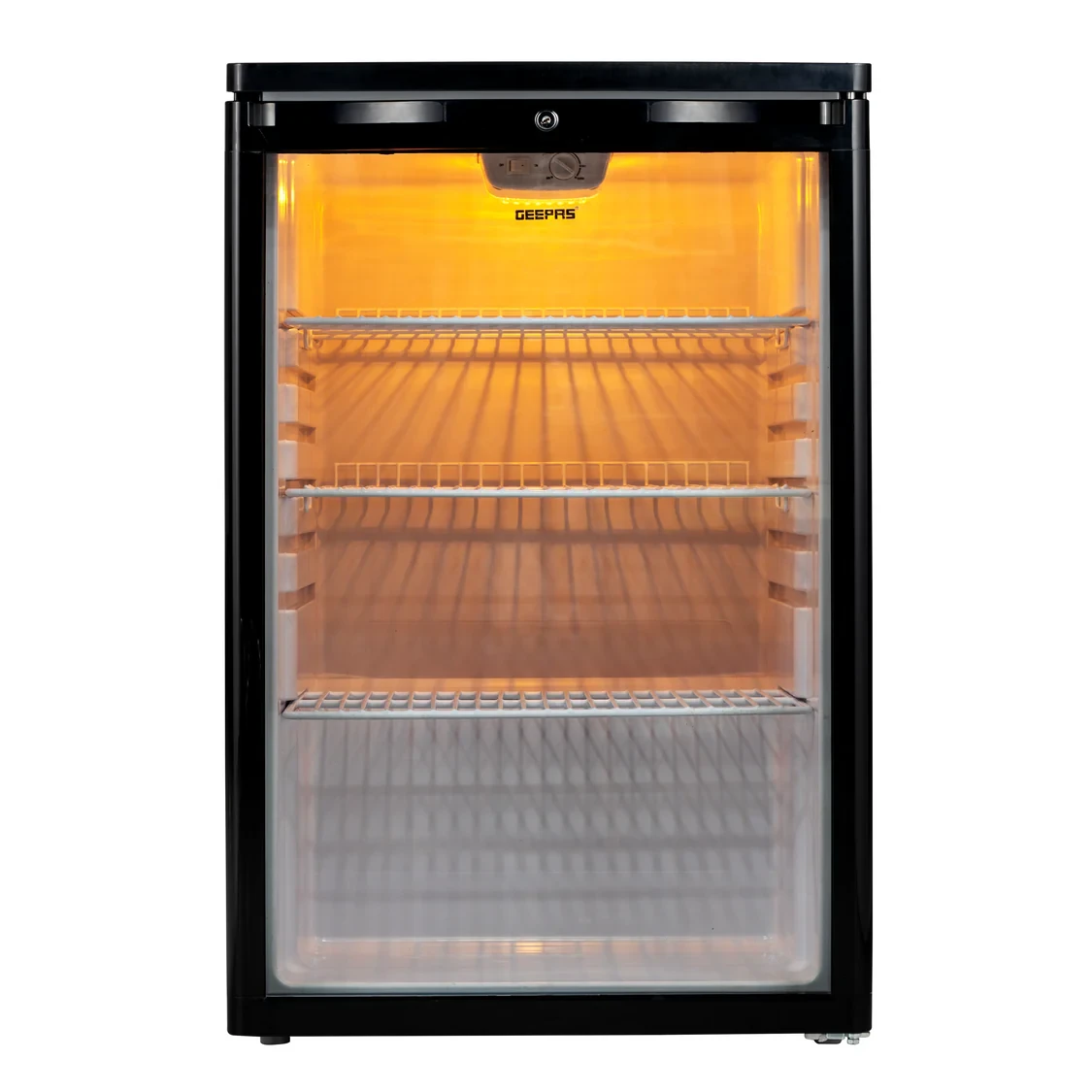 Geepas GSC1601BE Showcase Chiller 165L| Beverage Cooler with R600a Refrigerant| Cinch & crucial| Low Noise| malleable Temperature| Energy Effective Design