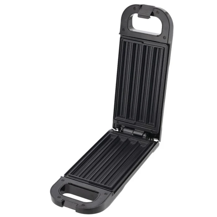 Geepas GCM36540 Churros Maker with 750W strong heating, non-stick plates, temperature control using a thermostat, and indicator lights to show when it's powered on and ready.