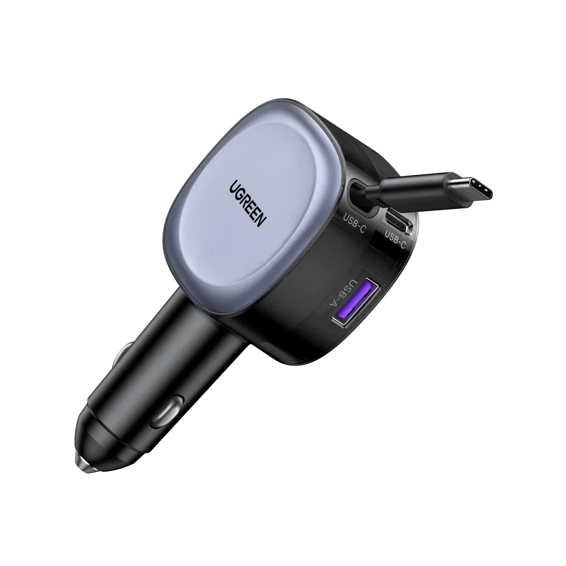 UGREEN Car Charger 75W with Retractable USB-C Cable