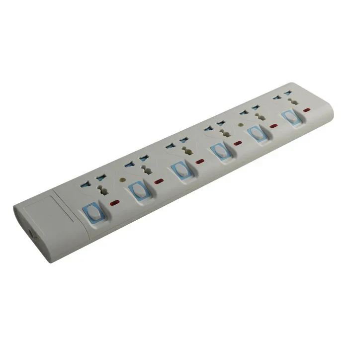 Geepas 6- Way Extension Socket 13A Extension Strip with 6 LED pointers & Power Switches 3- cadence Cord Ideal for All Electronic bias