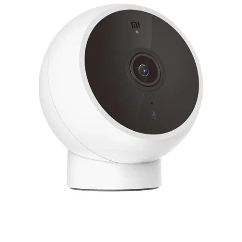 Xiaomi Mi Home Security Camera 2K with a magnetic mount that allows for 180-degree rotation, infrared night vision for clear visibility in the dark, two-way audio for communication, motion detection f