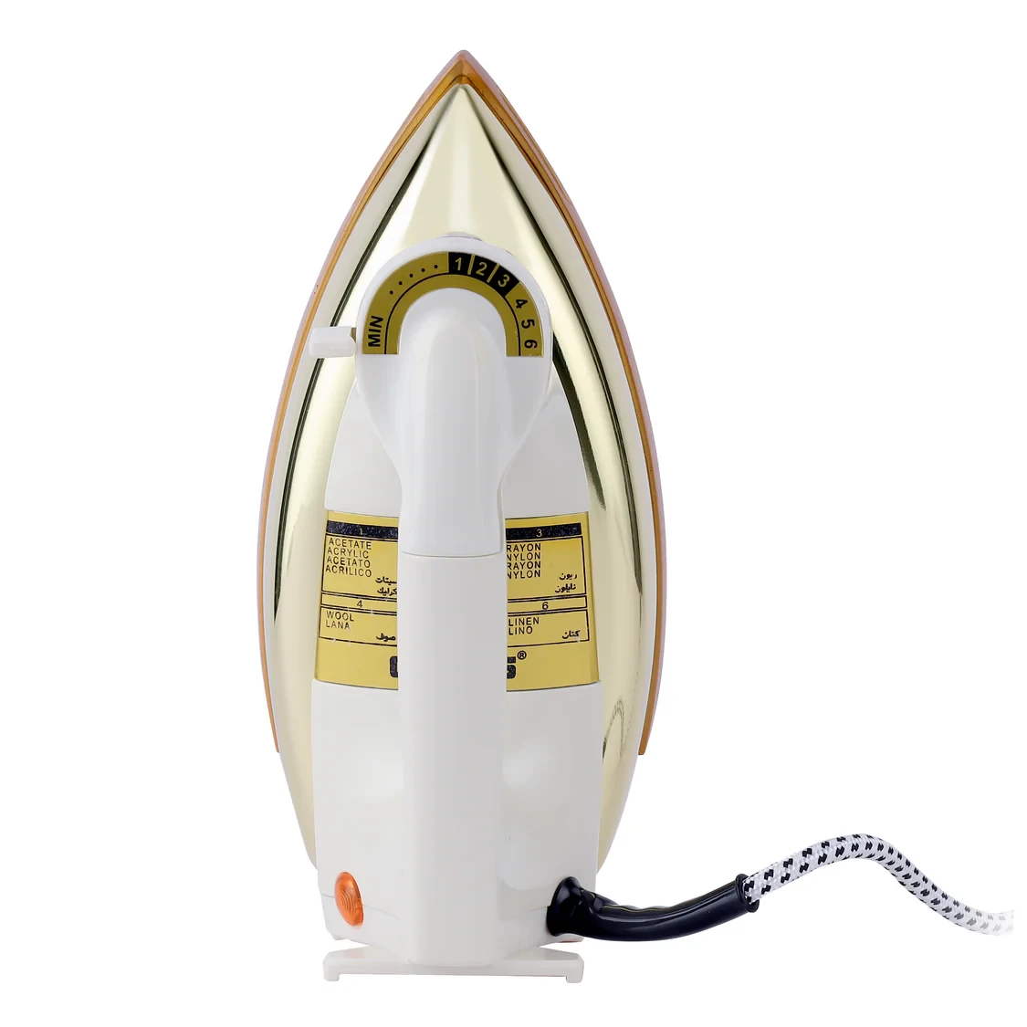 Geepas GDI2750 Automatic Heavy Weight Dry Iron 1000W PowerNon-Stick Golden Teflon Soleplate malleable Temperature Control Overheat Protection