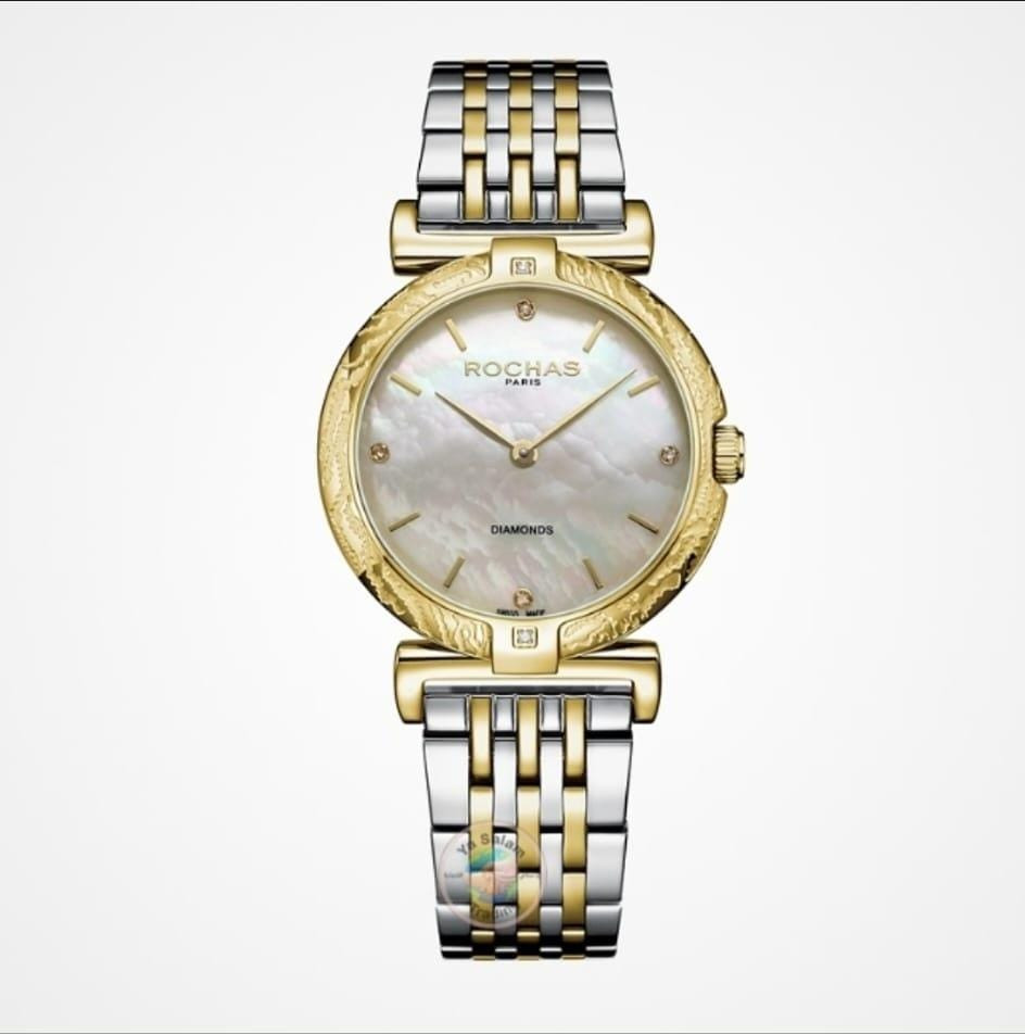Rochas Round Dial Diamonds Women's Diamond Accent Elegant Ladies Luxury Fashion Watch