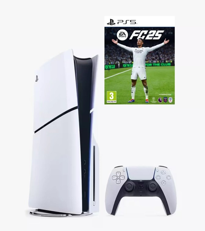 SIE Sony PlayStation 5 Slim Disc Console + FC25 – International Version, 1TB SSD, 4K Gaming, DualSense Wireless Controller